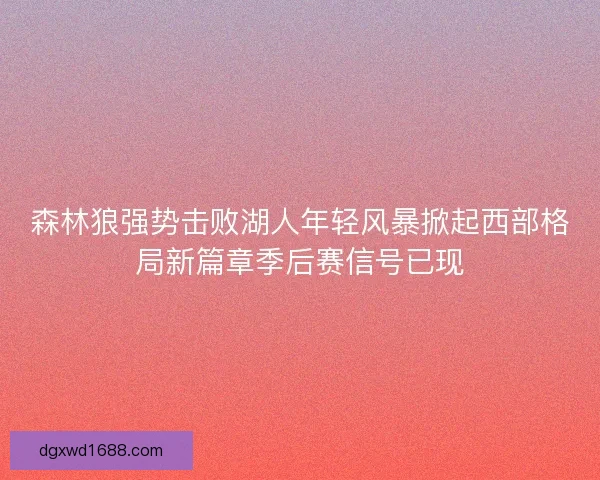 森林狼强势击败湖人年轻风暴掀起西部格局新篇章季后赛信号已现