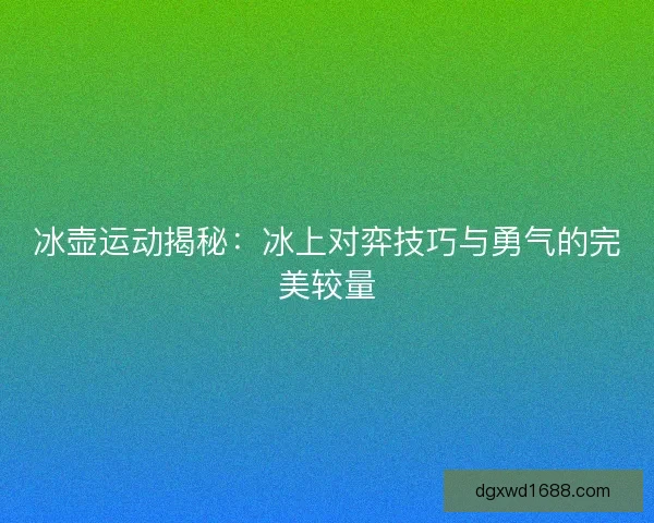 冰壶运动揭秘：冰上对弈技巧与勇气的完美较量